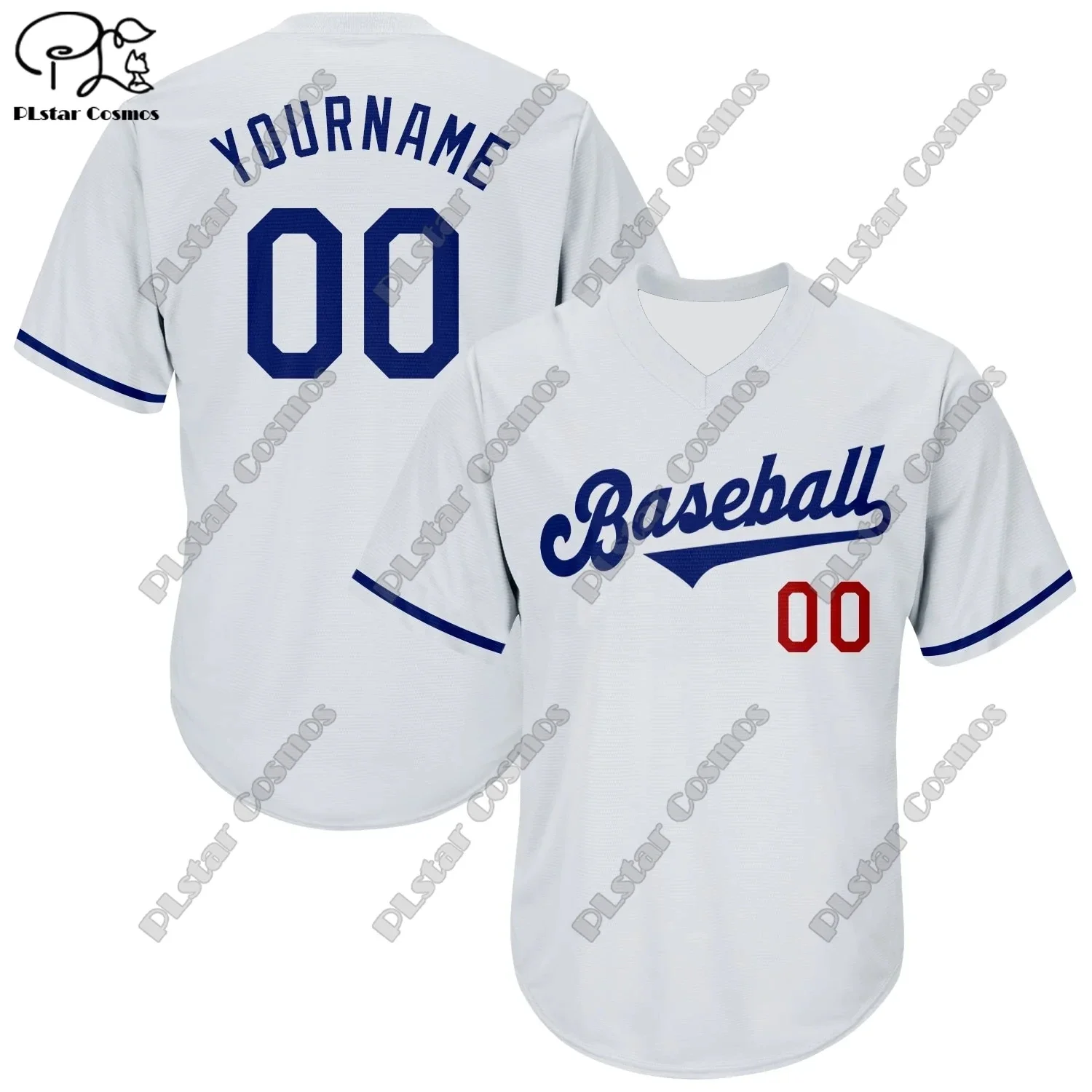 New baseball jersey shirt customized 3D printing white color contrast series V-neck short-sleeved loose unisex T-shirt B-1
New baseball jersey shirt customized 3D printing white color contrast series V-neck short-sleeved loose unisex T-shirt B-1