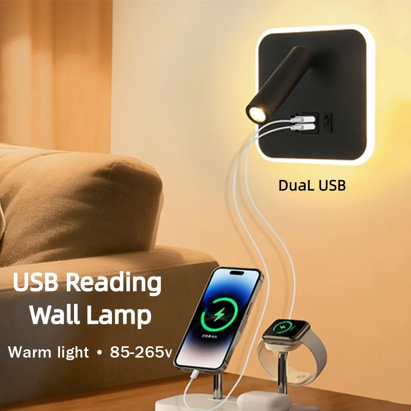 LED Wall Lamp with USB Type-C Charging Ports Ambient Backlight Rotatable Reading Spotlight Bedside Bedroom Hotel Wall Sconce
LED Wall Lamp with USB Type-C Charging Ports Ambient Backlight Rotatable Reading Spotlight Bedside Bedroom Hotel Wall Sconce
