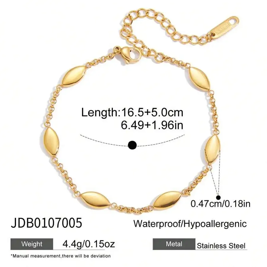 Stainless Steel Chain Bracelet With Oval Charms Lightweight Hypoallergenic
Stainless Steel Chain Bracelet With Oval Charms Lightweight Hypoallergenic