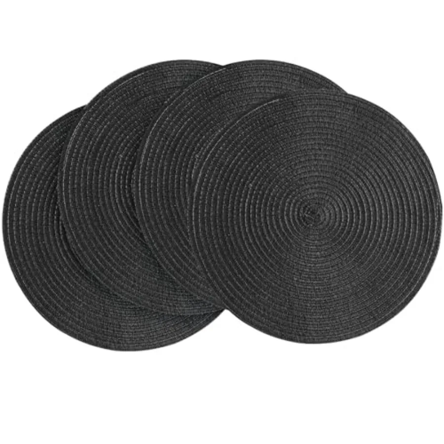 15 Inch Round Braided Placemats Set of 4, Washable Heat Resistant Cotton Polyester Circle Place Mats for Kitchen Dining Table
15 Inch Round Braided Placemats Set of 4, Washable Heat Resistant Cotton Polyester Circle Place Mats for Kitchen Dining Table