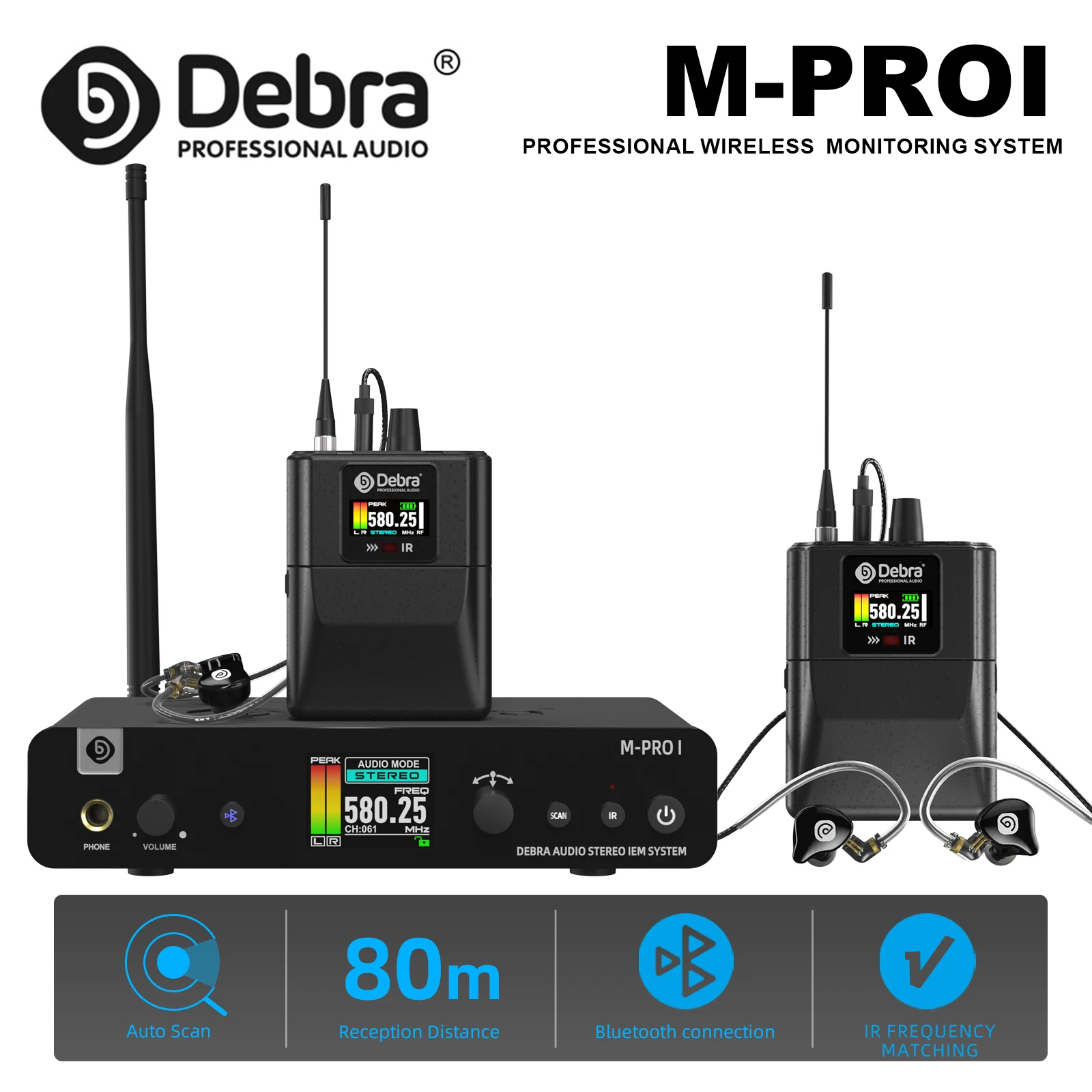 Debra M-PROI Wireless Audio System 560-690MHz Bluetooth 24bit/44.1kHz 7ms Delay 80m Range For Studio/Live Performance
Debra M-PROI Wireless Audio System 560-690MHz Bluetooth 24bit/44.1kHz 7ms Delay 80m Range For Studio/Live Performance