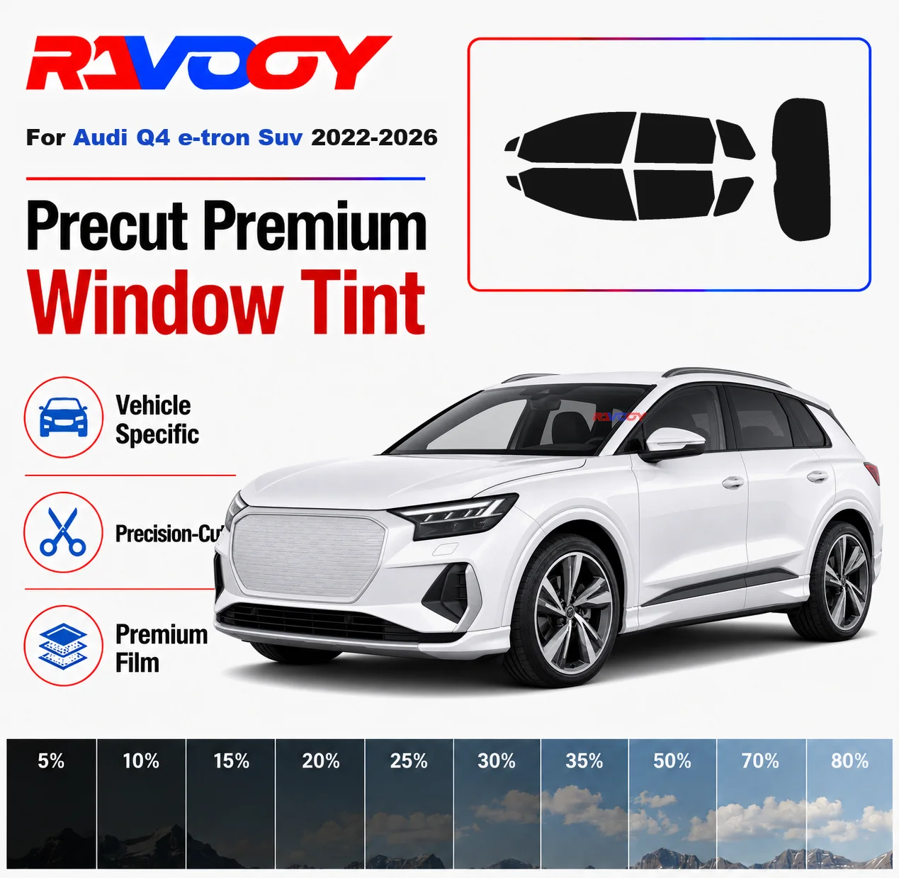 Premium Precut Window Tint Kit Front Rear Windows Rear Windshield For Audi Q4 e-tron Suv 2022-2026 Car Solar Nano Ceramic Film
Premium Precut Window Tint Kit Front Rear Windows Rear Windshield For Audi Q4 e-tron Suv 2022-2026 Car Solar Nano Ceramic Film