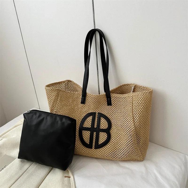 Large-capacity tote bag - 2026 new style vintage handbag made of straw for travel and commuting single shoulder bag
Large-capacity tote bag - 2026 new style vintage handbag made of straw for travel and commuting single shoulder bag