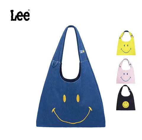 LEE & SMILEY Denim Cute Tote Bag Women Fashion Reusa Shopping Bags Foldable Jeans Fabric Luxury Brand Designer Beach Bag BB
