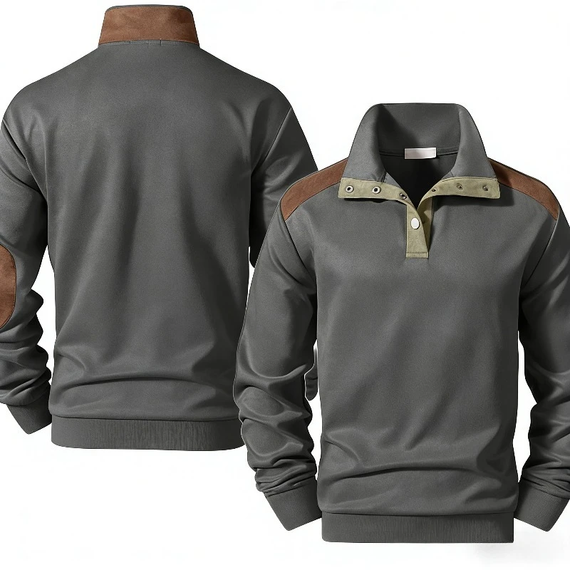 Spring Autumn Men's Casual Pullover Button Down Stand Collar Henley Polo Coats Long Sleeve Stand Collar Sweatshirts for Sport
Spring Autumn Men's Casual Pullover Button Down Stand Collar Henley Polo Coats Long Sleeve Stand Collar Sweatshirts for Sport