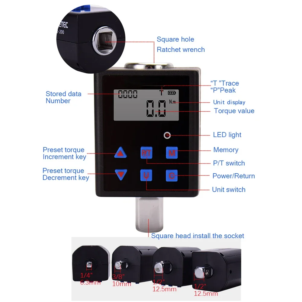for for Digital Torque Meter 0.3-340 N.m Adjustable Torque Meter Adapter Professional Electronic Torque Wrench Inspection Repair
for for Digital Torque Meter 0.3-340 N.m Adjustable Torque Meter Adapter Professional Electronic Torque Wrench Inspection Repair