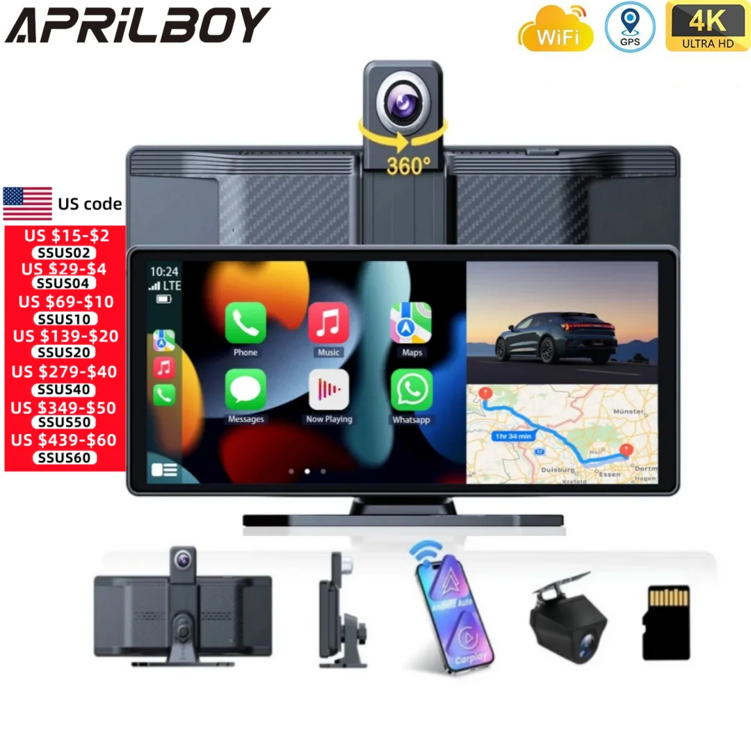 Aprilboy 10.26'' Dash Cam 4K 360° Rotation Car Mirror Wireless Carplay Android Auto GPS Car Monitor Multimedia Rearview Camera
Aprilboy 10.26'' Dash Cam 4K 360° Rotation Car Mirror Wireless Carplay Android Auto GPS Car Monitor Multimedia Rearview Camera
