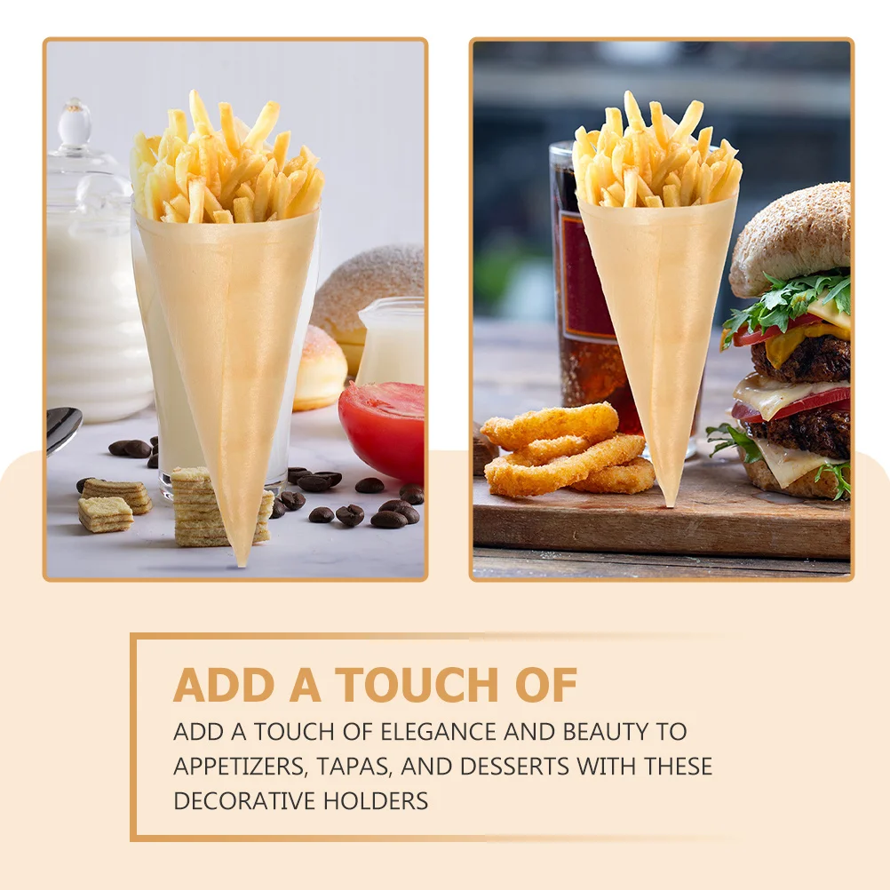 50Pcs Small Wooden Cones Premium Craftsmanship Disposable Ice Cream Cone Cups for Tapas Desserts Catering Event Decoration
50Pcs Small Wooden Cones Premium Craftsmanship Disposable Ice Cream Cone Cups for Tapas Desserts Catering Event Decoration