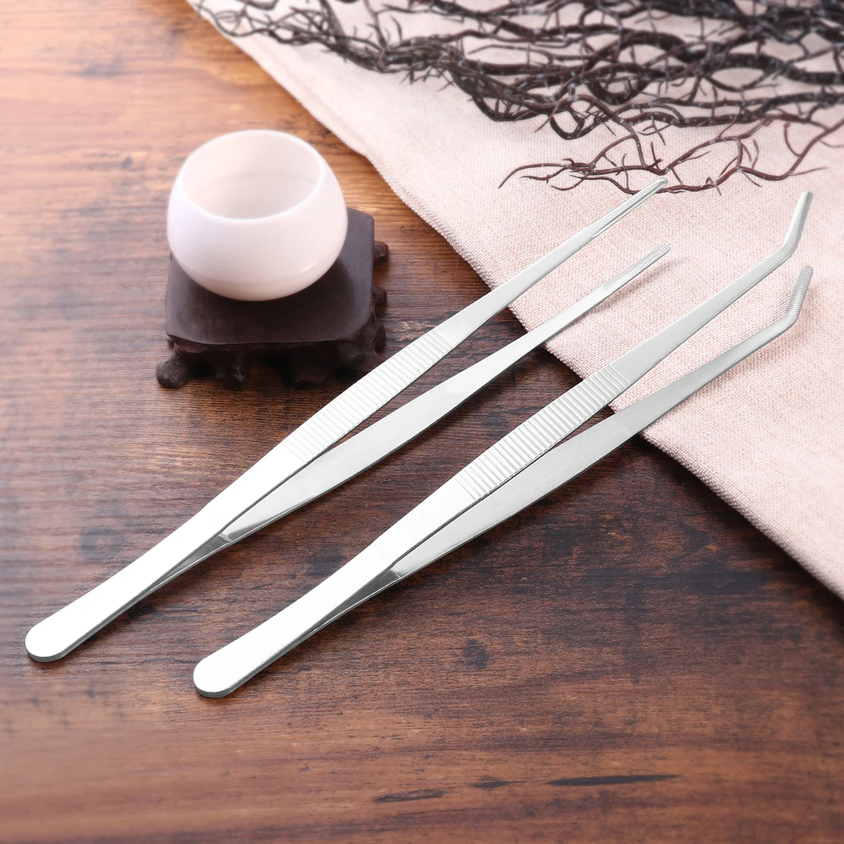 2pcs Stainless Steel Set Silver 25Cm Straight Curved Nippers Feeding Tongs For Reptile Medical Sewing Diy Tea Manual Work
2pcs Stainless Steel Set Silver 25Cm Straight Curved Nippers Feeding Tongs For Reptile Medical Sewing Diy Tea Manual Work