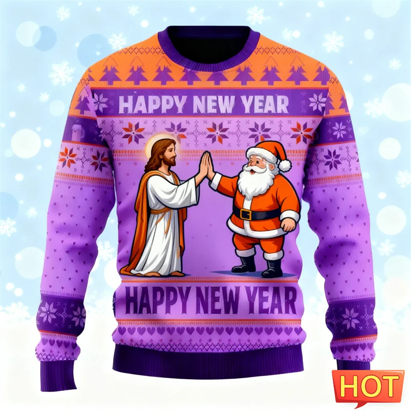 Fashion Happy New Year Letters Ugly Christmas Sweater Simple Trendy Holiday Wear 3D Printed Sweatshirt Loose Breathable Pullover
Fashion Happy New Year Letters Ugly Christmas Sweater Simple Trendy Holiday Wear 3D Printed Sweatshirt Loose Breathable Pullover