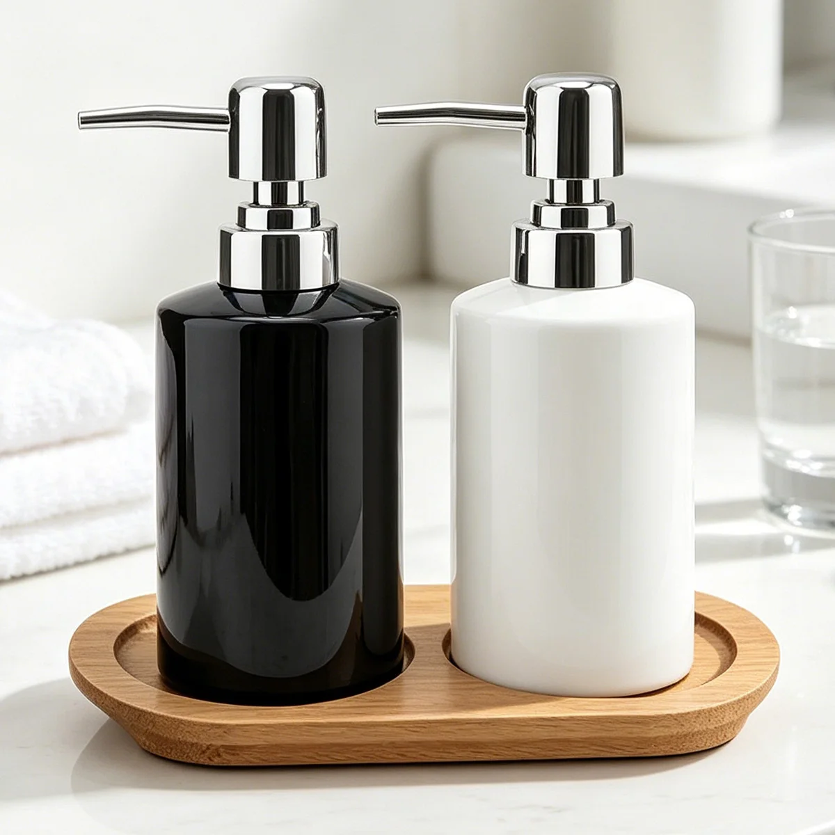 3pcs Ceramic, Soap Dispenser Bottle with Pump with Bamboo Tray Dish Soap Dispenser for Kitchen Bathroom
3pcs Ceramic, Soap Dispenser Bottle with Pump with Bamboo Tray Dish Soap Dispenser for Kitchen Bathroom