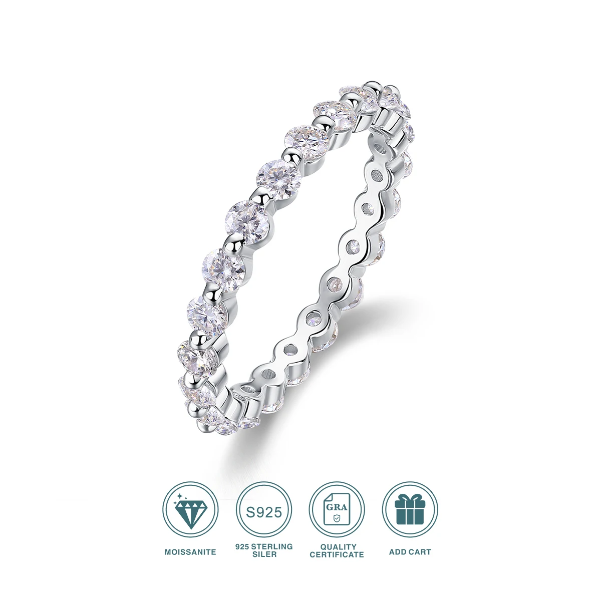 1pc Full Eternity Moissanite Ring 925 Sterling Silver 18K Gold Plated Women Wedding Band Elegant Gift Comes with GRA Certificate
1pc Full Eternity Moissanite Ring 925 Sterling Silver 18K Gold Plated Women Wedding Band Elegant Gift Comes with GRA Certificate