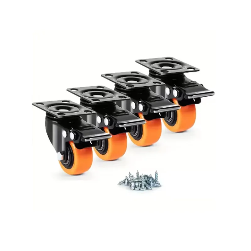 4 Pcs 2 Inch Orange Caster Wheels with Double Bearings, Heavy Duty & Quiet Swivel Casters for Furniture & Trolley
4 Pcs 2 Inch Orange Caster Wheels with Double Bearings, Heavy Duty & Quiet Swivel Casters for Furniture & Trolley