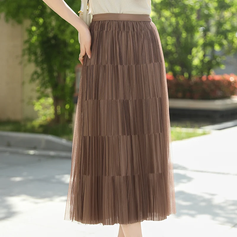 Spring And Summer Slub Mesh Skirt Female A-Shaped High Waist With Temperament Drape Pleated Skirt
Spring And Summer Slub Mesh Skirt Female A-Shaped High Waist With Temperament Drape Pleated Skirt
