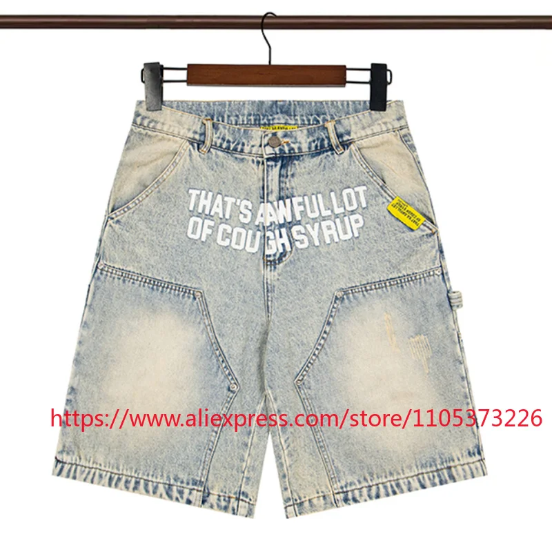 2026SS THAT'S A AWFUL LOT OF COUGH SYRUP Men’s Light Wash Denim Carpenter Shorts with Utility Design Letter Print Shorts
2026SS THAT'S A AWFUL LOT OF COUGH SYRUP Men’s Light Wash Denim Carpenter Shorts with Utility Design Letter Print Shorts