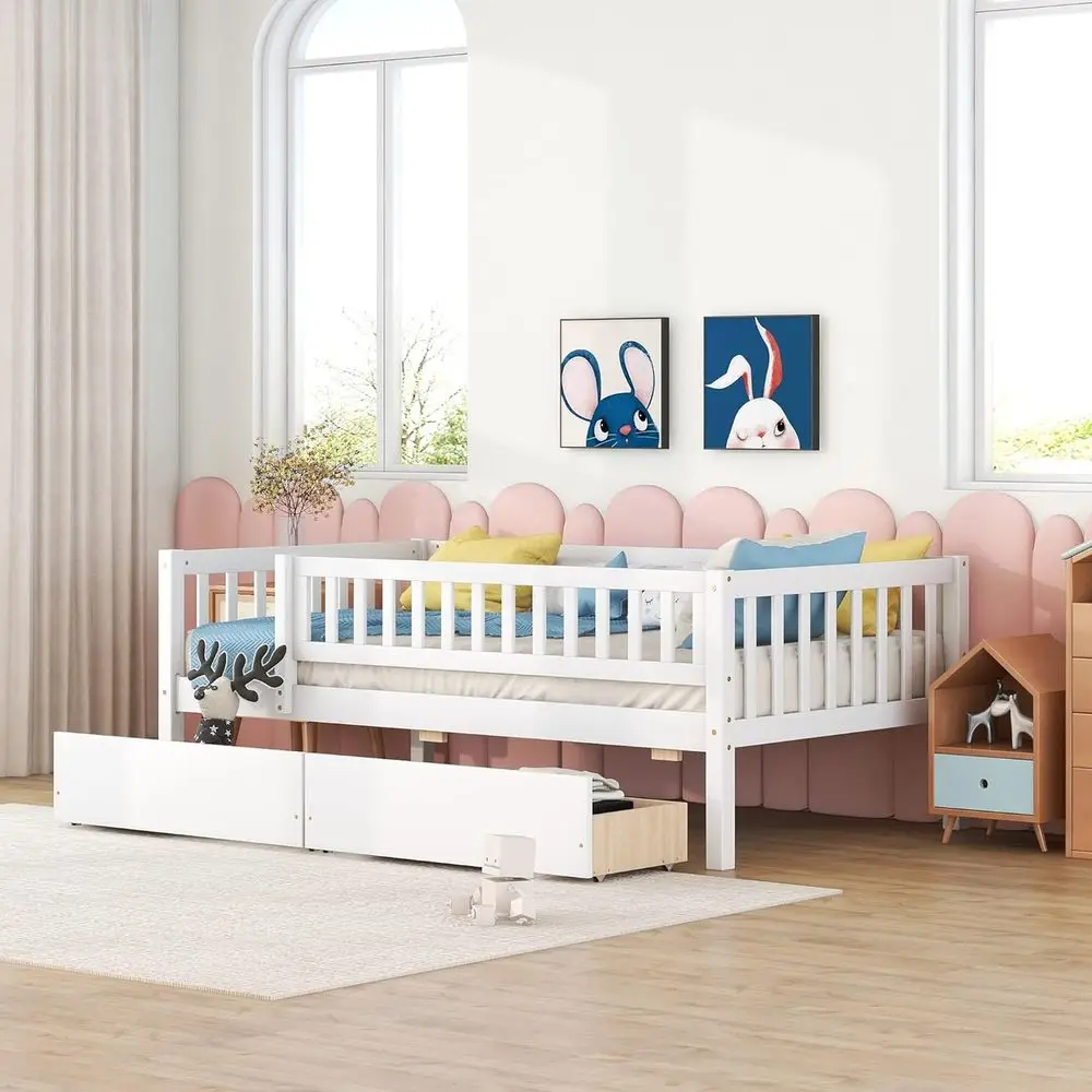 Детская кровать-диван Twin Size с 2 ящиками, белая деревянная кровать для хранения вещей для мальчиков и девочек, не требует пружинного блока.
Детская кровать-диван Twin Size с 2 ящиками, белая деревянная кровать для хранения вещей для мальчиков и девочек, не требует пружинного блока.