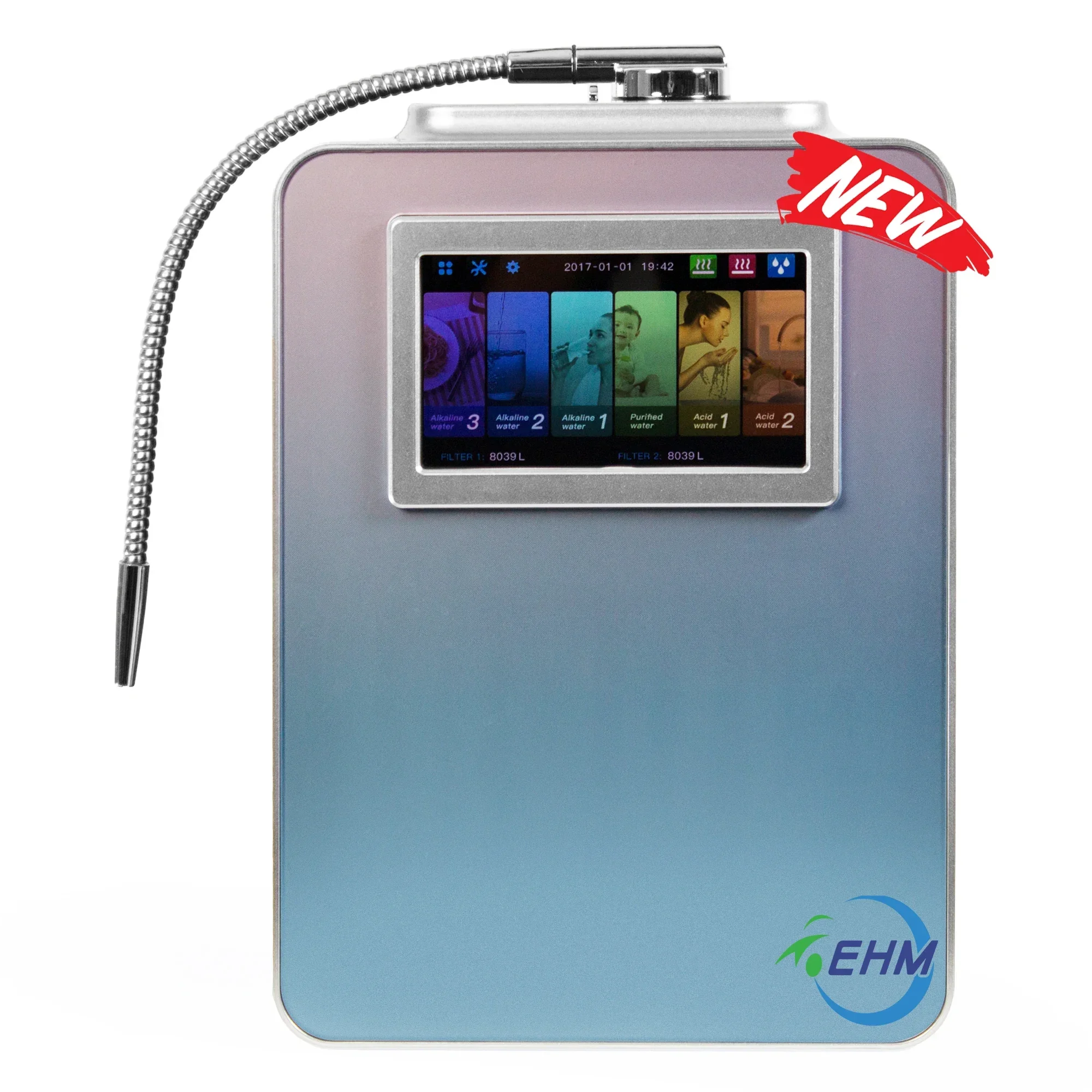 Household Alkaline Water Ionizer Generator Purifier Hydrogen Water Machine Acid Water with 7 Inch Colorful Screen PH 2.8-11.2
Household Alkaline Water Ionizer Generator Purifier Hydrogen Water Machine Acid Water with 7 Inch Colorful Screen PH 2.8-11.2