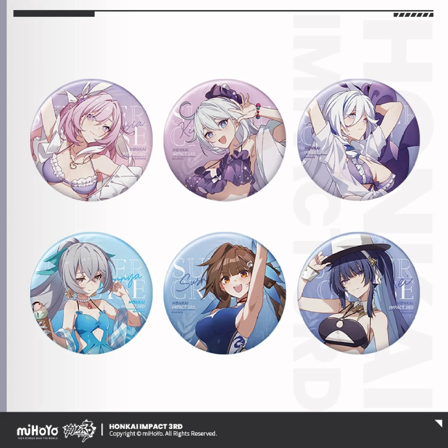 Игровые аксессуары для косплея Honkai Impact 3rd летний Круизный жестяной значок Misteln Elysia Kiana Bronya Mei Sushang металлический значок аниме
Игровые аксессуары для косплея Honkai Impact 3rd летний Круизный жестяной значок Misteln Elysia Kiana Bronya Mei Sushang металлический значок аниме
