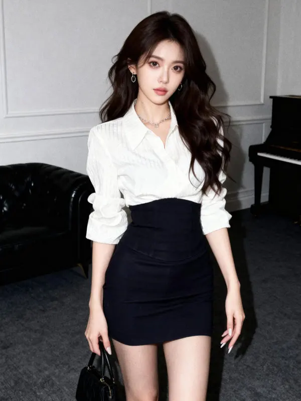 Korean Sweet Spicy Style Women's Commute Clothing White Striped Shirt High Waist Skirt Two-Piece Set Autumn Fashion
Korean Sweet Spicy Style Women's Commute Clothing White Striped Shirt High Waist Skirt Two-Piece Set Autumn Fashion