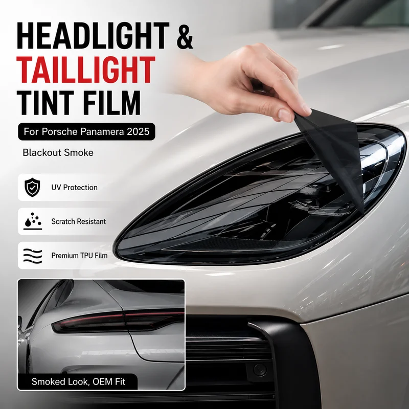 Headlight and Taillight Tint Film For Porsche Panamera 2025 Blackout Smoke, Replacement Parts, Car Accessories
Headlight and Taillight Tint Film For Porsche Panamera 2025 Blackout Smoke, Replacement Parts, Car Accessories