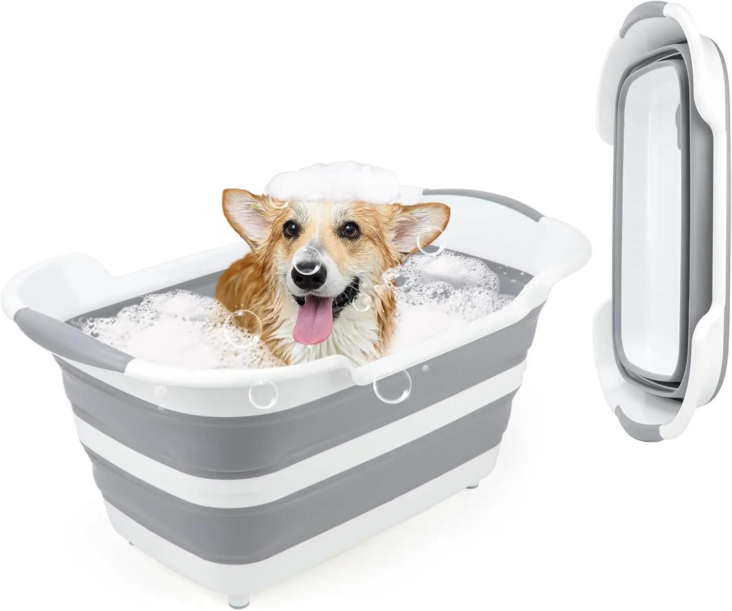 Collapsible Dog Bathtub 7.13 Gal/27L with Drain Hair Catcher, Portable Pet Washtub for Small to Medium Dogs, Multifunctional Laundry Basket Storage
Collapsible Dog Bathtub 7.13 Gal/27L with Drain Hair Catcher, Portable Pet Washtub for Small to Medium Dogs, Multifunctional Laundry Basket Storage