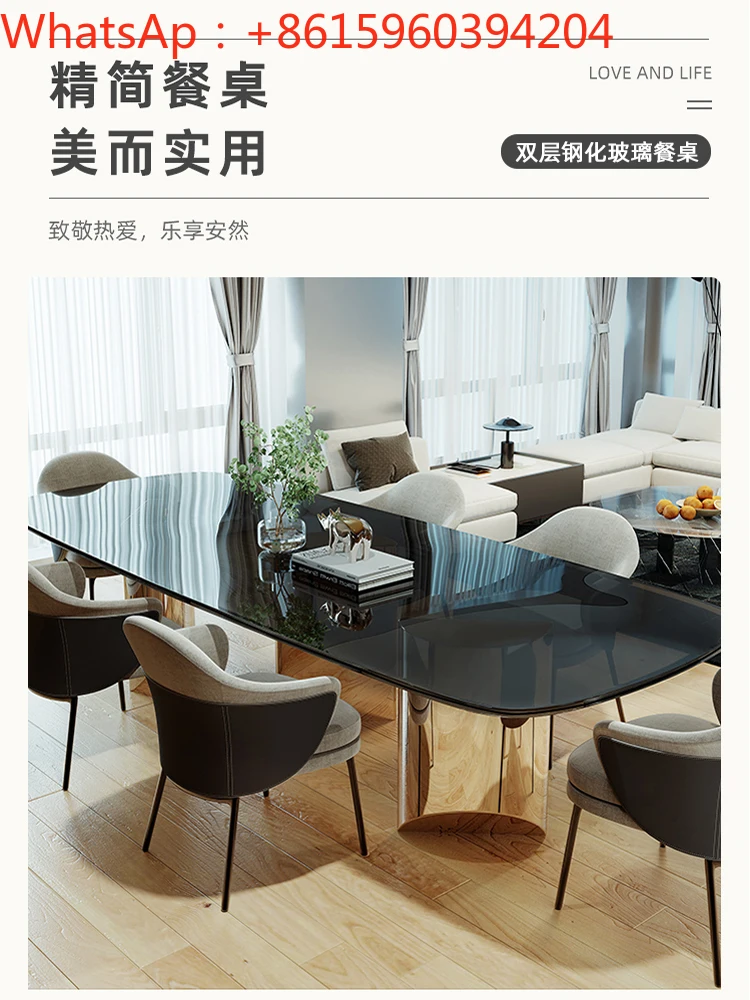 Tempered glass dining table and chair combination household Italian minimalism modern minimalism light extravagance
Tempered glass dining table and chair combination household Italian minimalism modern minimalism light extravagance