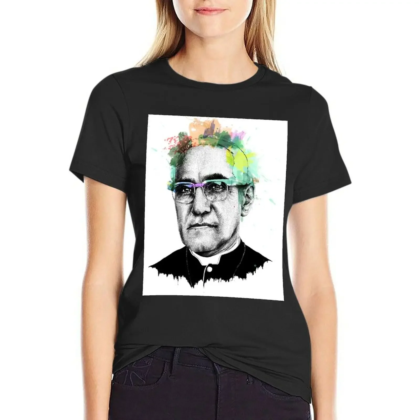 Oscar Romero Portrait Art T-Shirt tops blanks summer top anime clothes korean Women's clothes
Oscar Romero Portrait Art T-Shirt tops blanks summer top anime clothes korean Women's clothes