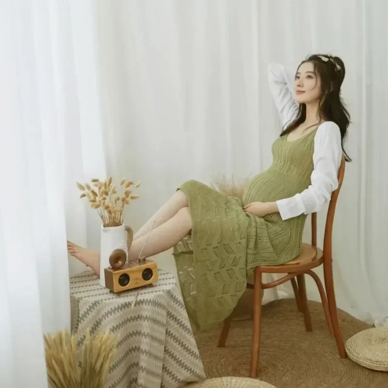 Maternity Dresses Set For Photo Shoot Cardigan+green Knitted Dress Suit Baby Shower Dress Pregnant Woman Photography Props
Maternity Dresses Set For Photo Shoot Cardigan+green Knitted Dress Suit Baby Shower Dress Pregnant Woman Photography Props