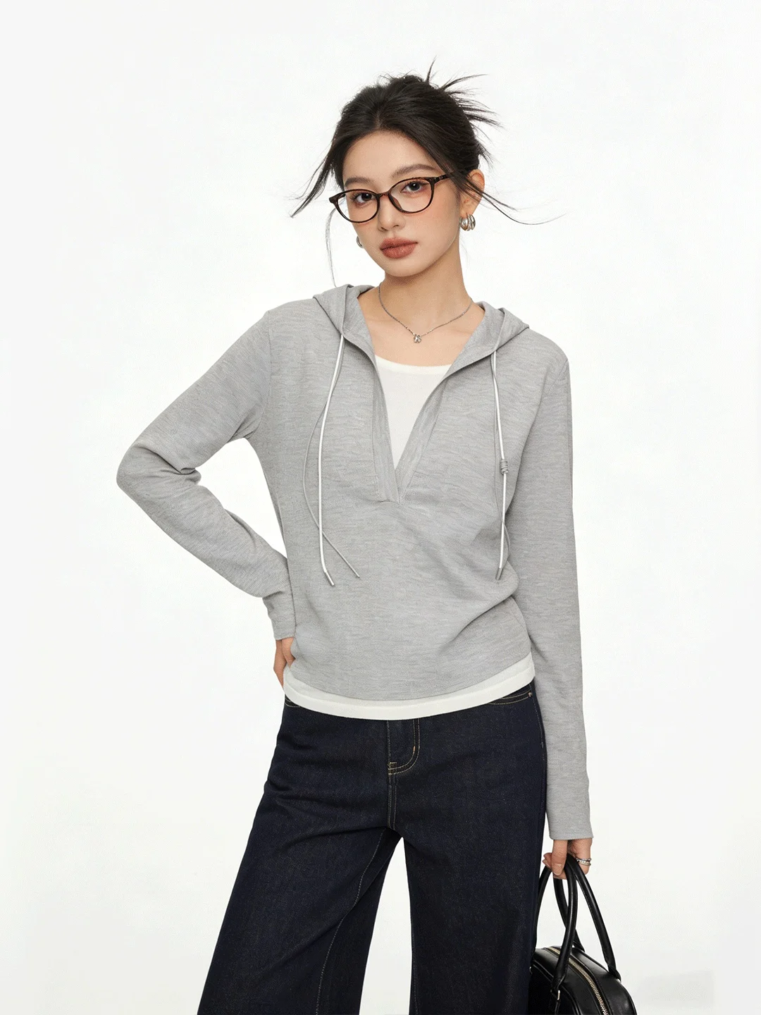 Early Spring Korean Sle Light ey Preppy Striped Color Blo Hooded Dstring Knitted Top Skin-friendly Women's T-irt
Early Spring Korean Sle Light ey Preppy Striped Color Blo Hooded Dstring Knitted Top Skin-friendly Women's T-irt