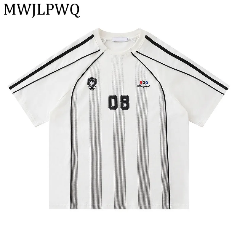 MWJLPWQ American Retro Printed Striped Deconstructed Short-Sleeve T-Shirt For Men Summer High Street Trend Loose Fit Tops 16116
MWJLPWQ American Retro Printed Striped Deconstructed Short-Sleeve T-Shirt For Men Summer High Street Trend Loose Fit Tops 16116
