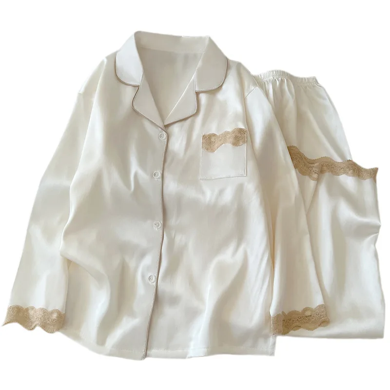 Women's Spring/Fall Ice Homewear Luxury Lace-Trimmed Long-Sleeve Lightweight Nightgown Set
Women's Spring/Fall Ice Homewear Luxury Lace-Trimmed Long-Sleeve Lightweight Nightgown Set