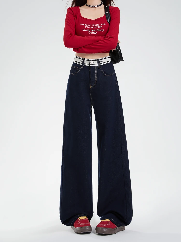 High Waist Wide Leg Denim Jeans Women's Spring Autumn New Style Loose Design Sense Small Size Floor Length Pants Deep Blue
High Waist Wide Leg Denim Jeans Women's Spring Autumn New Style Loose Design Sense Small Size Floor Length Pants Deep Blue