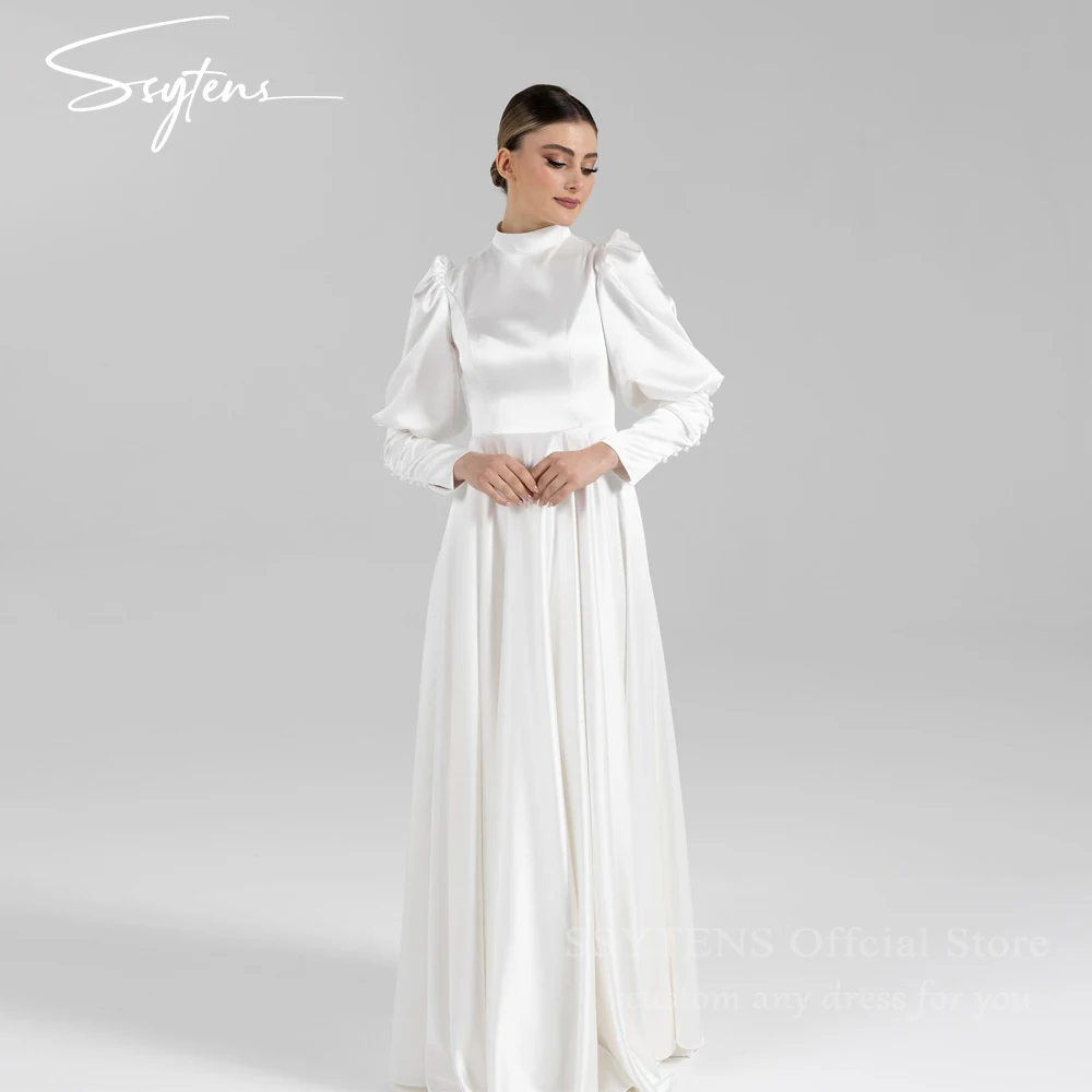 SSYTENS Elegant White Wedding Dresses Long sleeves Satin Draped Bridal Gowns A-line Women Formal Bride Robe De Mariée Customized
SSYTENS Elegant White Wedding Dresses Long sleeves Satin Draped Bridal Gowns A-line Women Formal Bride Robe De Mariée Customized