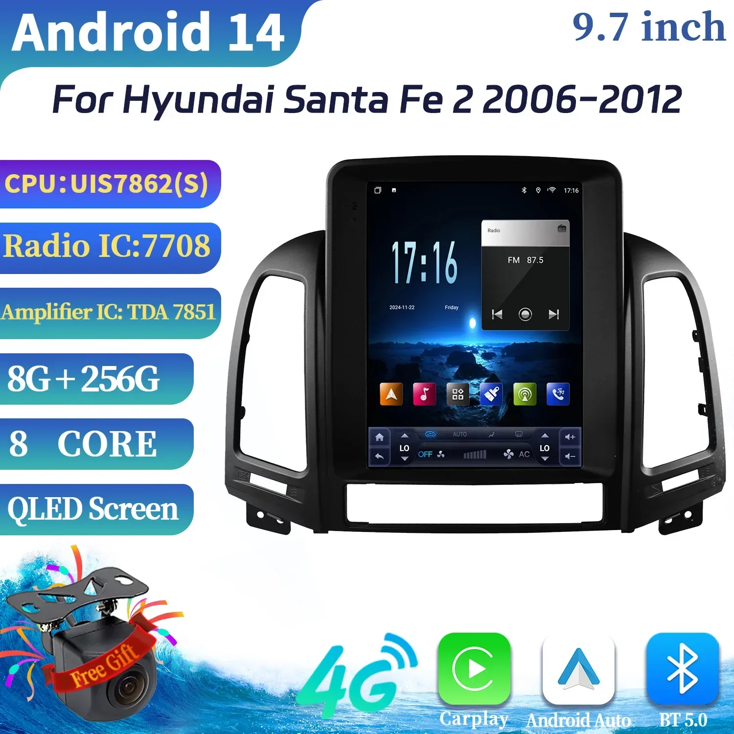9.7" For Hyundai Santa Fe 2 2006-2012 Car Radio Multimedia Video GPS Android 14 carplay android auto Navigation CarPlay Monitor
9.7" For Hyundai Santa Fe 2 2006-2012 Car Radio Multimedia Video GPS Android 14 carplay android auto Navigation CarPlay Monitor