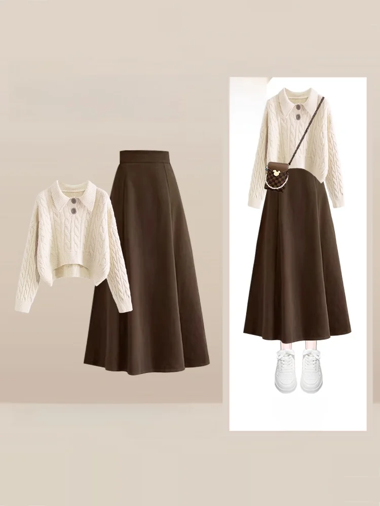 Chic Autumn Winter Women's Fashion Set High Waist A-Line Skirt Asymmetrical Sweater plus Size Casual Cotton Blend Outfit
Chic Autumn Winter Women's Fashion Set High Waist A-Line Skirt Asymmetrical Sweater plus Size Casual Cotton Blend Outfit