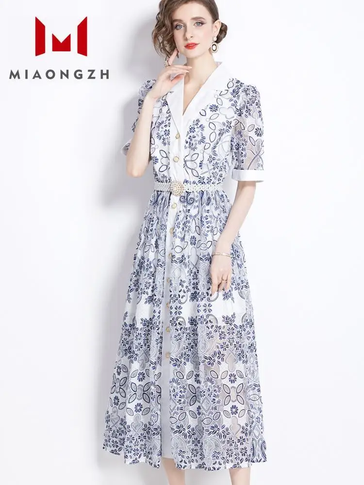 Vintage Hollow Out Lace Printing Dress For Women Turn Down Collar Single Breasted Slimming 2024 Summer New Holiday Party Dresses
Vintage Hollow Out Lace Printing Dress For Women Turn Down Collar Single Breasted Slimming 2024 Summer New Holiday Party Dresses