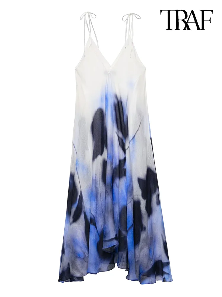 TRAF Women's Ramie Tie-Dye Printed Spaghetti Straps Dress New V-Neck Loose Long Dress Beach Holiday Style Women's Long Dresses
TRAF Women's Ramie Tie-Dye Printed Spaghetti Straps Dress New V-Neck Loose Long Dress Beach Holiday Style Women's Long Dresses