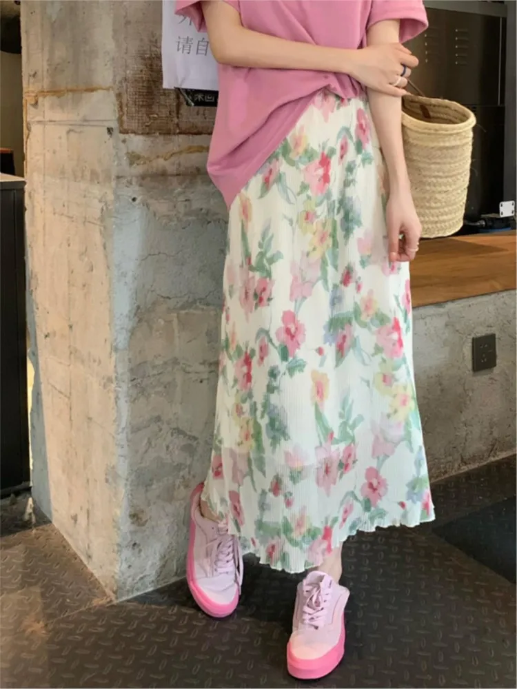 Summer Women Korean Floral Print Skirts Boho Elegant Sweet High Waist A-Line Pleated Long Skirts Casual Holiday Beach Skirt New
Summer Women Korean Floral Print Skirts Boho Elegant Sweet High Waist A-Line Pleated Long Skirts Casual Holiday Beach Skirt New