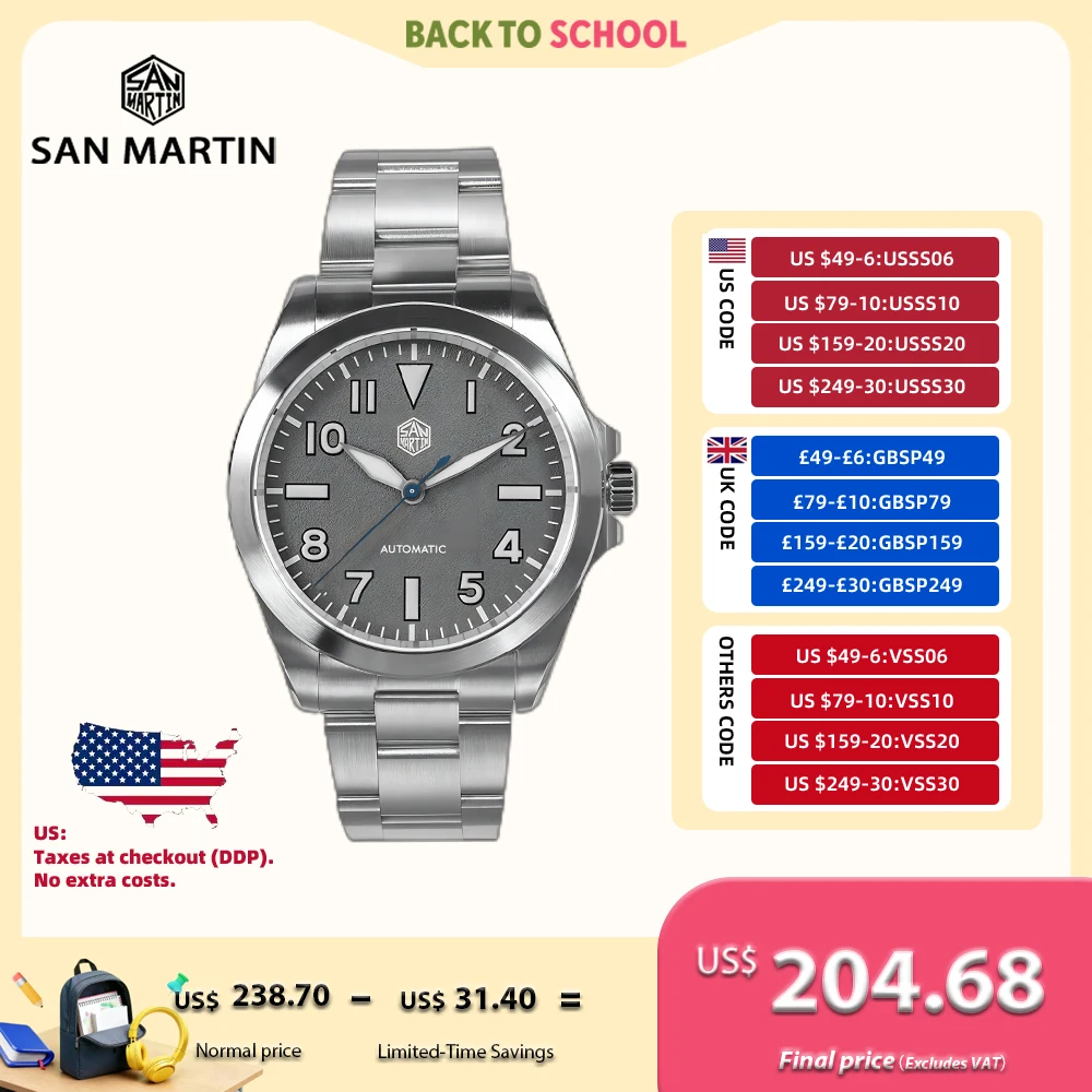 San Martin 40mm NH35 Explore Series Climbing Watch For Men Mechanical Sports On The Fly Adjustable Clasp 10Bar Waterproof SN0132
San Martin 40mm NH35 Explore Series Climbing Watch For Men Mechanical Sports On The Fly Adjustable Clasp 10Bar Waterproof SN0132