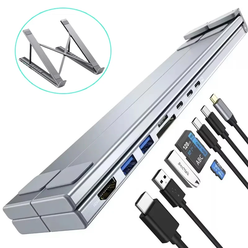 Usb Hub 8 in 1 Type C USB3.0 TF/SD Hub Adapter With Card Reader Pd Fast Charge For Macbook Notebook Laptop Holder Alloy Foldable
Usb Hub 8 in 1 Type C USB3.0 TF/SD Hub Adapter With Card Reader Pd Fast Charge For Macbook Notebook Laptop Holder Alloy Foldable