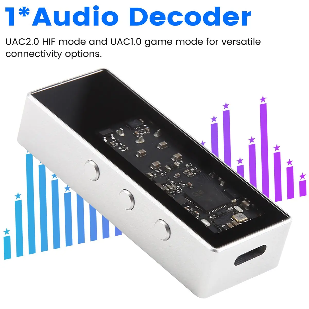 OKgood Type-C Audio CT7601PR+ES9039Q2M Decoder Small-Diameter DAC Lossless Portable Headphone HiFi Amplifier Sound Card Silver
OKgood Type-C Audio CT7601PR+ES9039Q2M Decoder Small-Diameter DAC Lossless Portable Headphone HiFi Amplifier Sound Card Silver