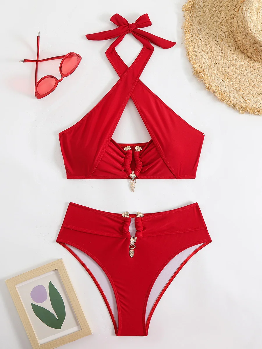 Halter Hollow Out High Waist Bikini Women Swimsuit Female Swimwear Two-pieces Bikini Set Bandeau Bathing Suit Swim Beach Wear
Halter Hollow Out High Waist Bikini Women Swimsuit Female Swimwear Two-pieces Bikini Set Bandeau Bathing Suit Swim Beach Wear