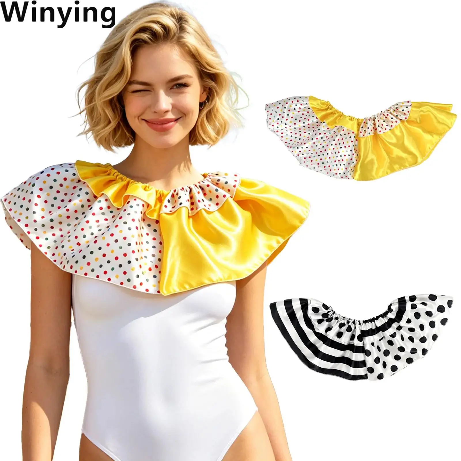 Unisex Adults Clown Layered Ruffled Neck Scarf Wave Polka Dot Decoration Faux Collar for Men Women Halloween Stage Performance
Unisex Adults Clown Layered Ruffled Neck Scarf Wave Polka Dot Decoration Faux Collar for Men Women Halloween Stage Performance