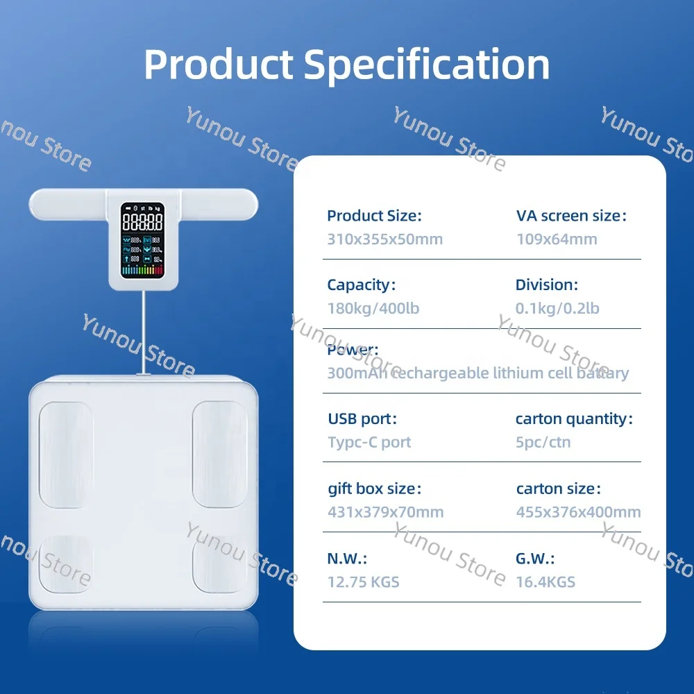 Digital Body Fat Detection Smart Scale Bio Percentage Full Body Composition Analyzer 8 Electrodes Scale
Digital Body Fat Detection Smart Scale Bio Percentage Full Body Composition Analyzer 8 Electrodes Scale