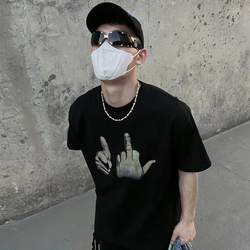 HAP Vintage Cartoon Gesture Washed Heavy Short Sleeve round Neck T-Shirt Mavin Summer Casual Loose Fit Men's Fashion Top
HAP Vintage Cartoon Gesture Washed Heavy Short Sleeve round Neck T-Shirt Mavin Summer Casual Loose Fit Men's Fashion Top