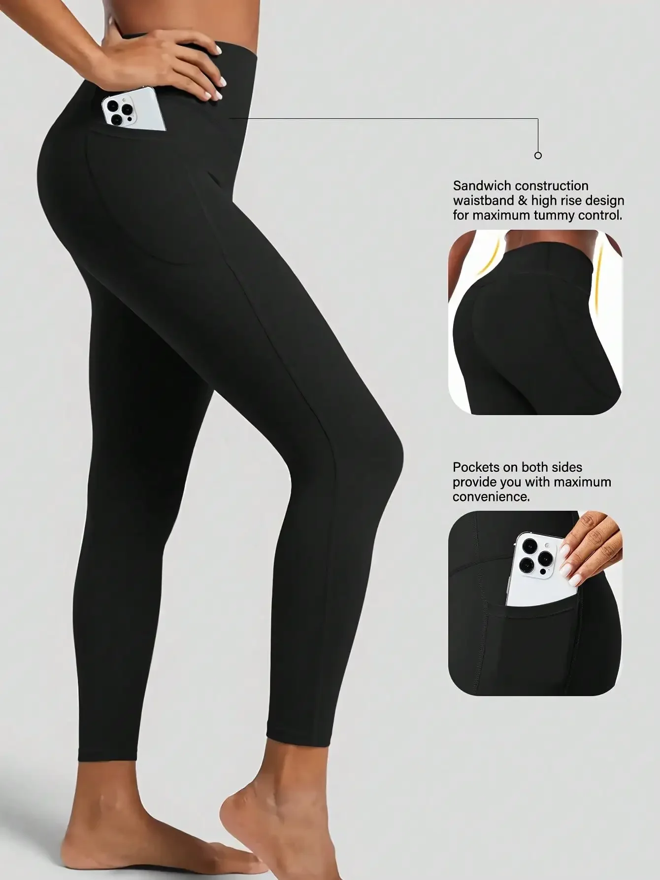 1pc 3/4 Length Yoga Pants, Slimming Waist Design, Versatile For Outdoor Yoga & Casual Wear, Side Pockets
1pc 3/4 Length Yoga Pants, Slimming Waist Design, Versatile For Outdoor Yoga & Casual Wear, Side Pockets