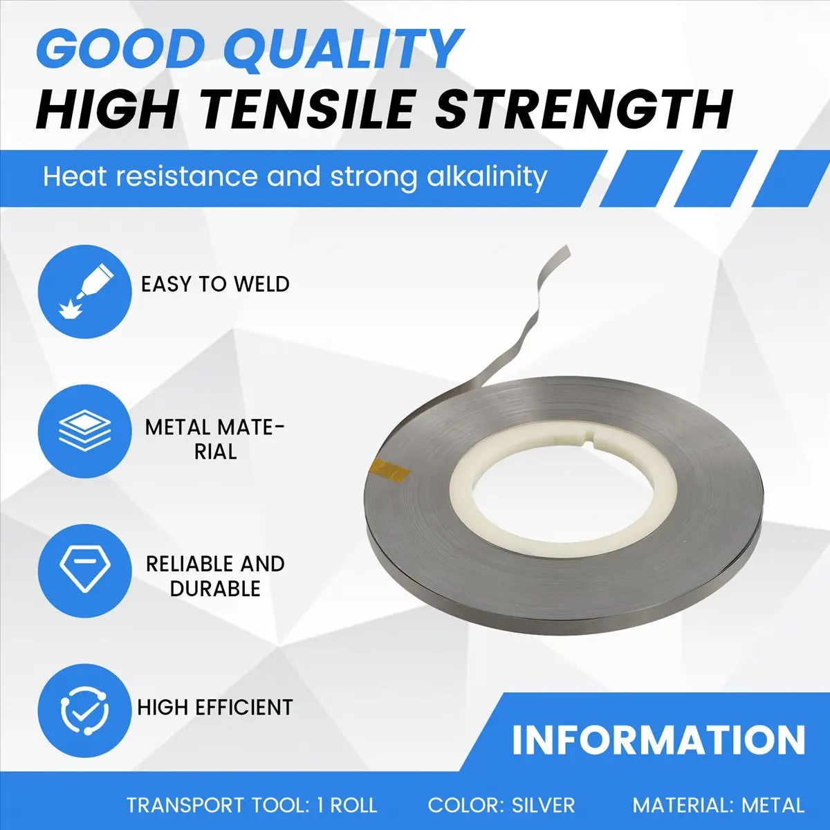 A23PBG 1Kg Thickness 0.15mmx8mm Nickel Plated Steel Strip 18650 Battery Nickel Sheet Spot Welding Machine
A23PBG 1Kg Thickness 0.15mmx8mm Nickel Plated Steel Strip 18650 Battery Nickel Sheet Spot Welding Machine