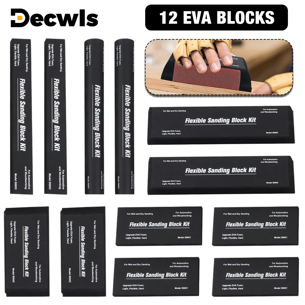 12-Piece EVA Sanding Block Set, Flexible EVA Foam Sanding Blocks For Home Use, Wet And Dry,For Car Bodies And Wood Sanding Tools
12-Piece EVA Sanding Block Set, Flexible EVA Foam Sanding Blocks For Home Use, Wet And Dry,For Car Bodies And Wood Sanding Tools