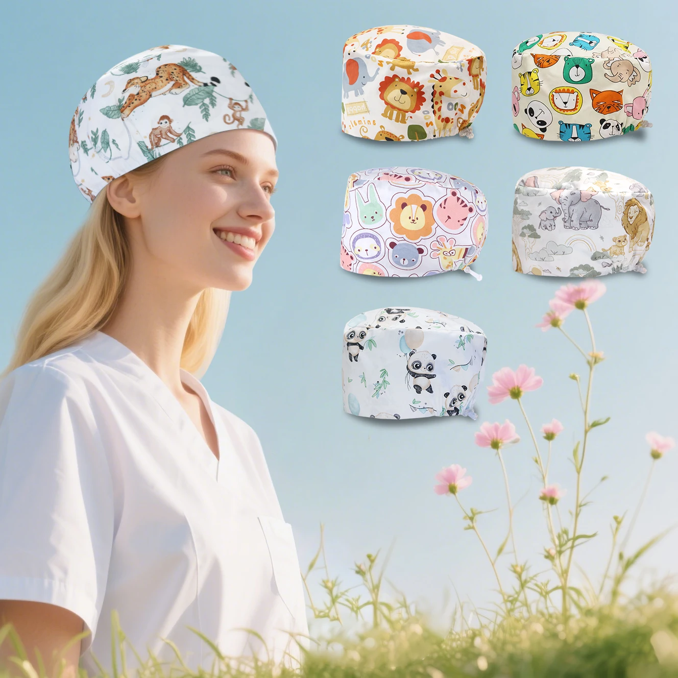 Cartoon Animals Scrub Caps Medical Hat for Women Men Dentists Doctors Nurses Hospital Healthcare Surgical Work Skullcaps K1071
Cartoon Animals Scrub Caps Medical Hat for Women Men Dentists Doctors Nurses Hospital Healthcare Surgical Work Skullcaps K1071