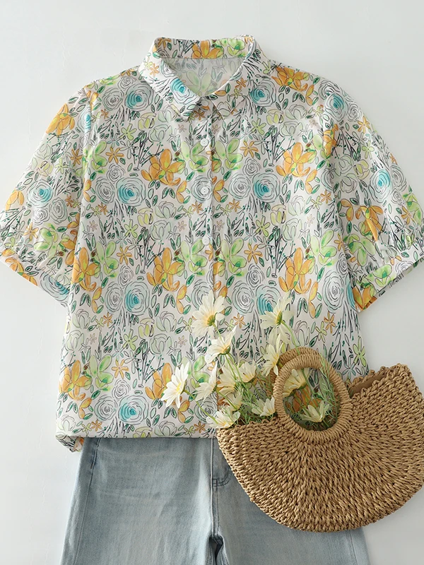 Artistic Casual Floral Print plus Size Women's Shirt Short Sleeve Collar Loose Fit Summer Fashion Inner Wear Top
Artistic Casual Floral Print plus Size Women's Shirt Short Sleeve Collar Loose Fit Summer Fashion Inner Wear Top